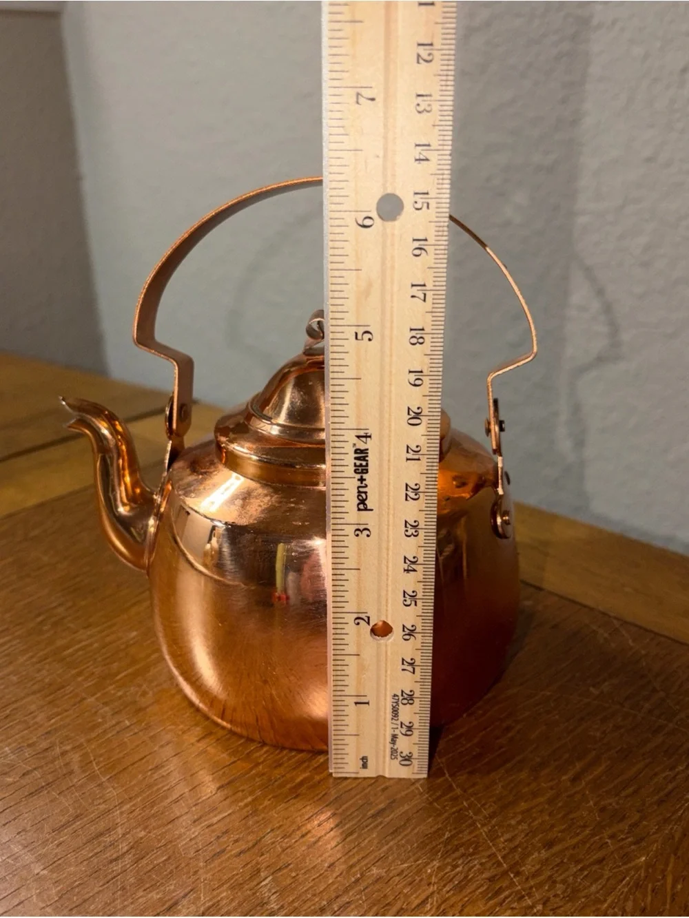 Vintage Solid Copper Tea Kettle Tin Lined 5” Miniature Rustic Farmhouse Decor